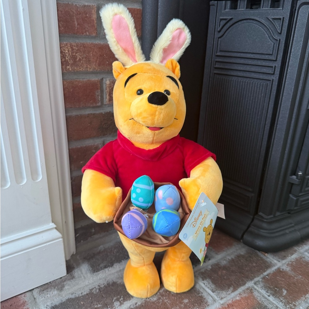 EASTER Disney Winnie the Pooh Bunny Plush - Yellow and Red
